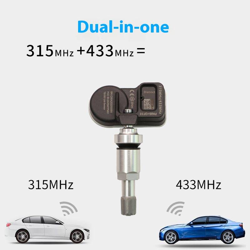 Universal tire pressure sensor, 433/315 2-in-1 dual frequency programmable tire pressure monitoring valve_voghion.com