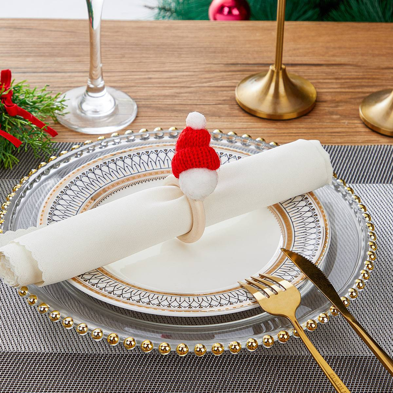 Christmas Mini Scarf, Napkin Buckle, Red Hat, Napkin Ring, Wine Bottle Decoration Ring, Christmas Ornaments_voghion.com
