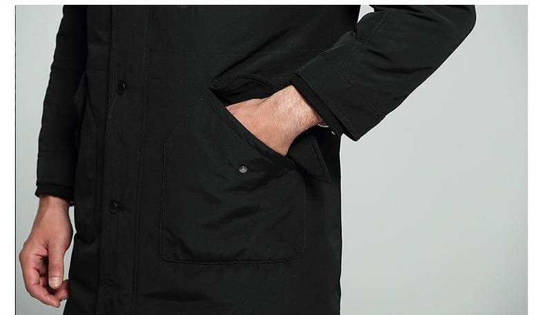 Men's Winter Parka Coat With Raccoon Fur Collar - Mid-Length Loose Fit Detachable Lining Down Jacket_voghion.com