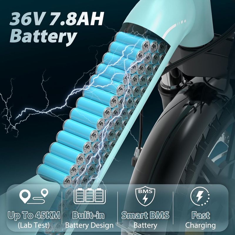 Bodywel T16 Pro 14″ Mini-Klapp-Elektrofahrrad, 250-W-Motor, 36-V-7,8-Ah-Akku, App-Unterstützung_voghion.com