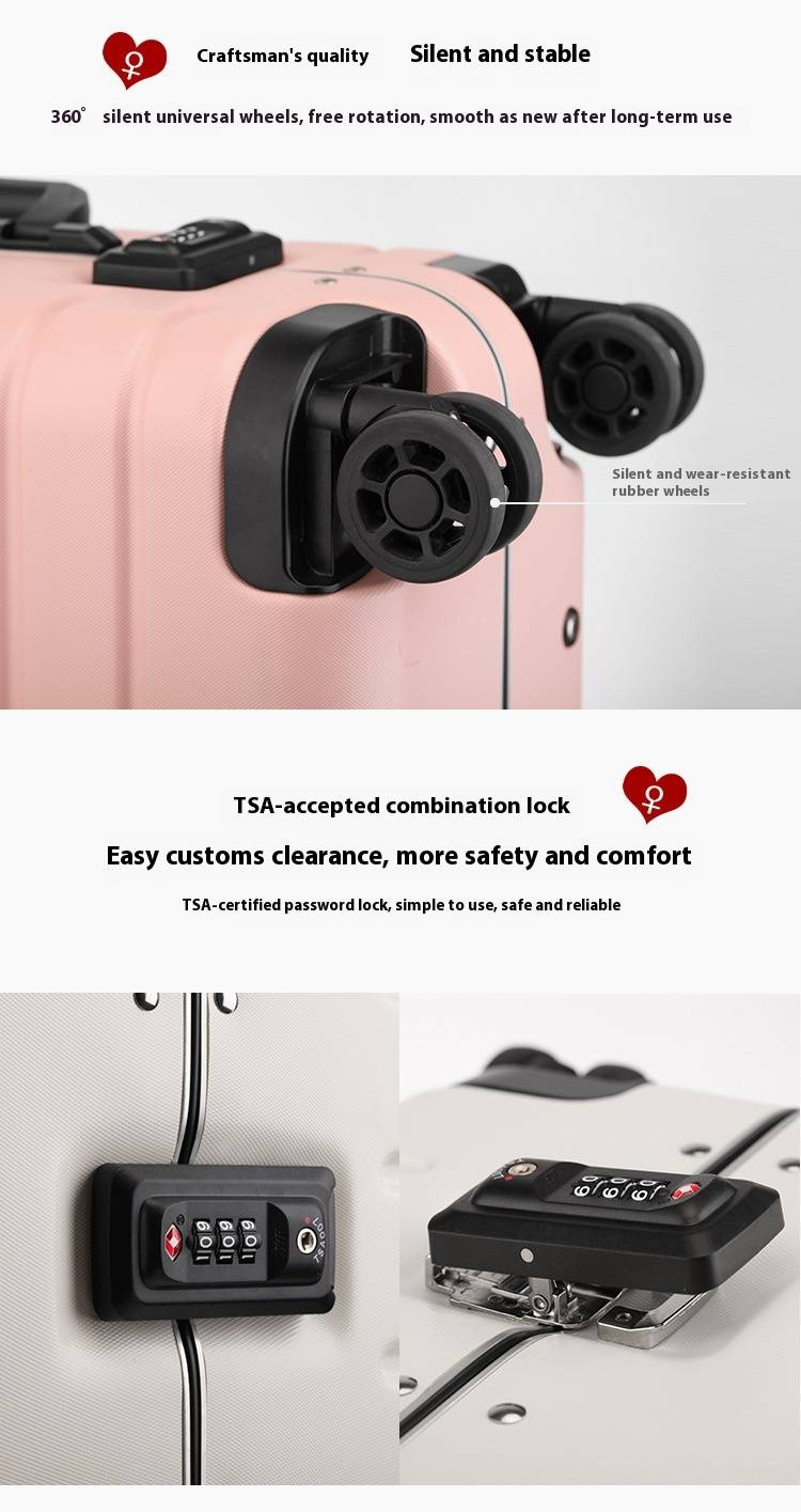 Durable PC Aluminum Frame Luggage With TSA Lock, 20-inch & 25-inch Spinner Suitcase For Travel, Waterproof & Lightweight Carry-On_voghion.com