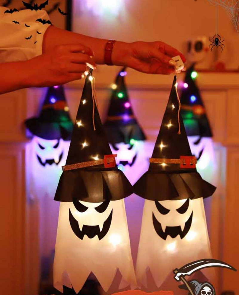Glow-in-the-Dark Witch Hat With Colorful LED Lights – Halloween Costume Accessory For Parties, Cosplay & Witchcraft Themes_voghion.com