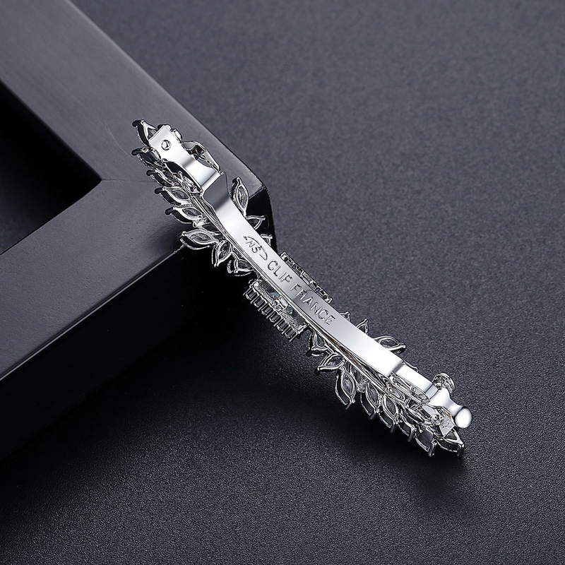 Fermaglio per capelli laterale geometrico in zirconio, elegante gioiello da donna, per ufficio e uso quotidiano, lega di rame di alta qualità con galvanica, semplice ed elegante._voghion.com