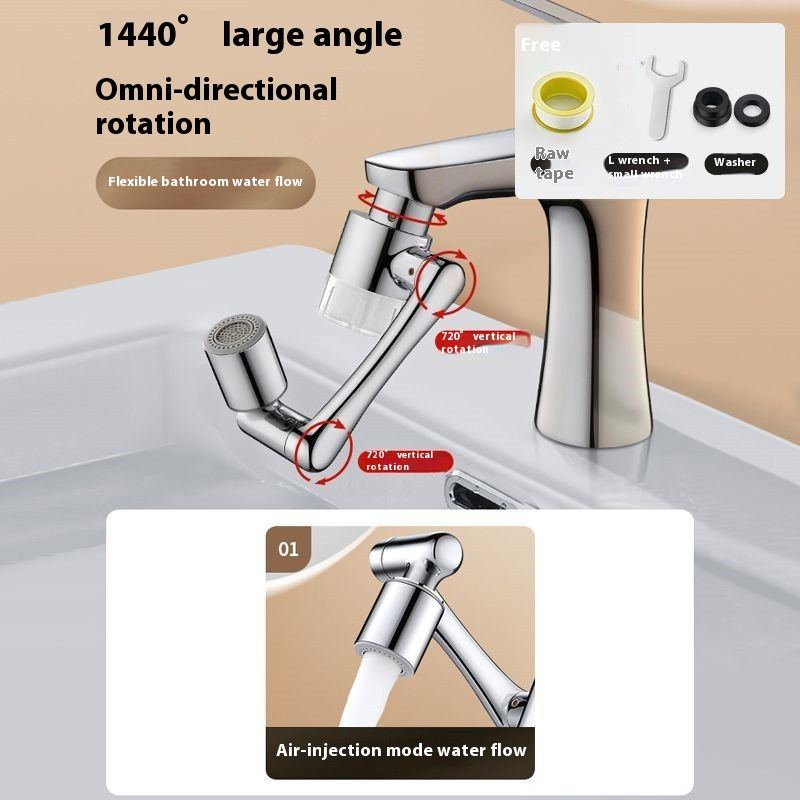 360° Rotating Faucet Water Filter – Universal Tap Extender With Stainless Steel Hose & Ceramic Valve Core, Removes Chlorine & Sediment_voghion.com