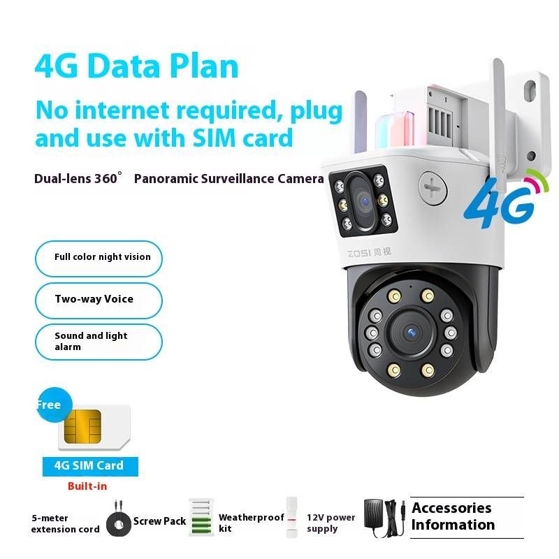 8MP Dual Lens WiFi Outdoor Security Camera With Night Vision, Two-Way Audio, IP66 Weatherproof, 4mm Lens, Motion Detection For Home Surveillance_voghion.com