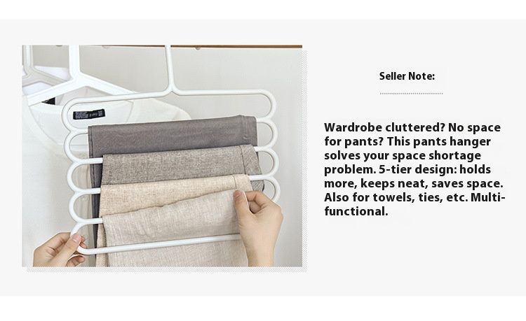 5-Tier Space-Saving Pants Hanger – Non-Slip Plastic Clips For Jeans, Trousers & Skirts – Foldable Closet Organizer_voghion.com