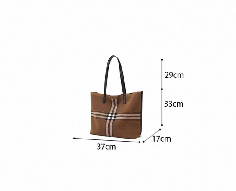 Women's Stylish Large Capacity Tote Bag With Woven Stripes, Magnetic Closure, And Multiple Pockets For Everyday Use Square Commuting Goddess_voghion.com