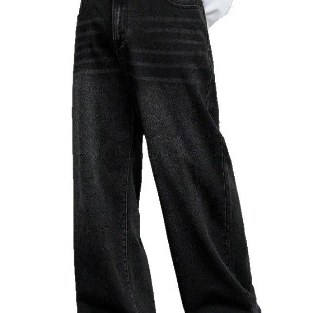 Herren-High-Street-Jeans aus gewaschenem Denim – entspannte gerade Passform, klassischer Cat-Whisker-Distressing, vielseitige Freizeithose für den Alltag_voghion.com