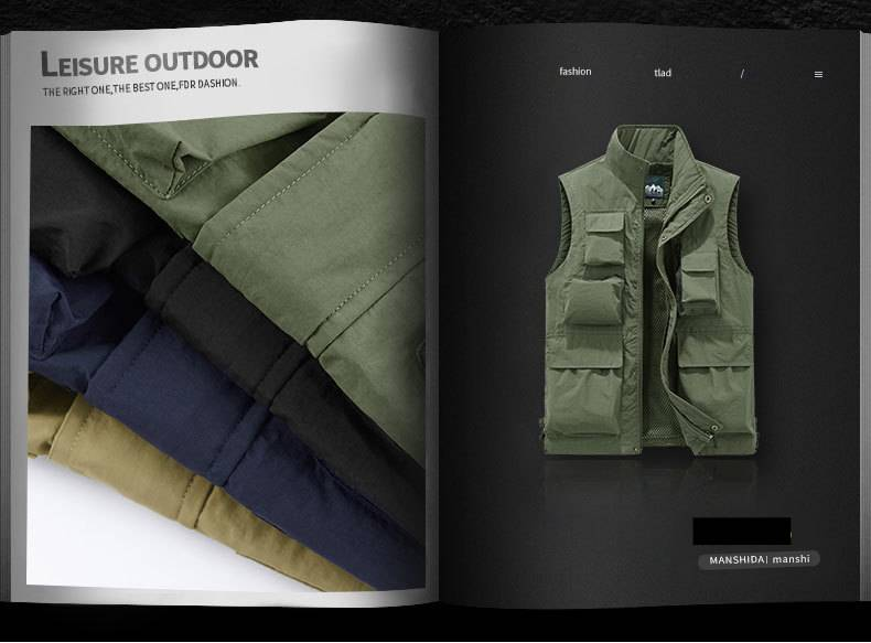 Utility-Weste mit mehreren Taschen für Outdoor-Aktivitäten – Leichtes Nylon mit Reißverschluss_voghion.com