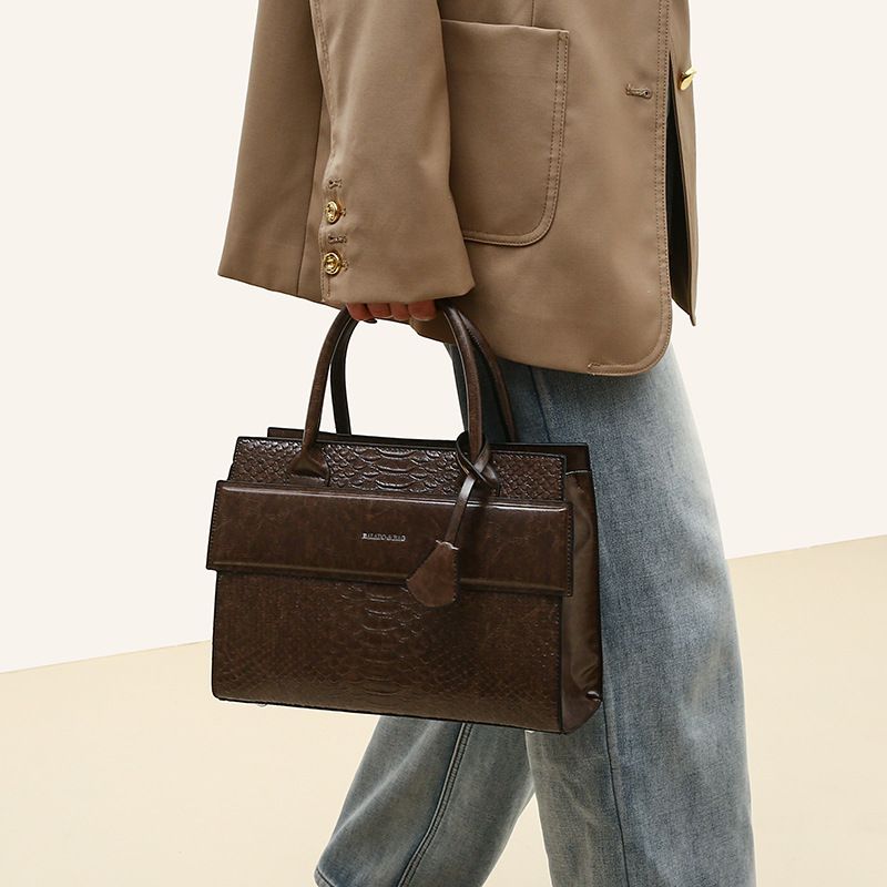 Borsa a mano con motivo coccodrillo, nuova moda primavera 2024, borsa da donna semplice e casual alla moda_voghion.com
