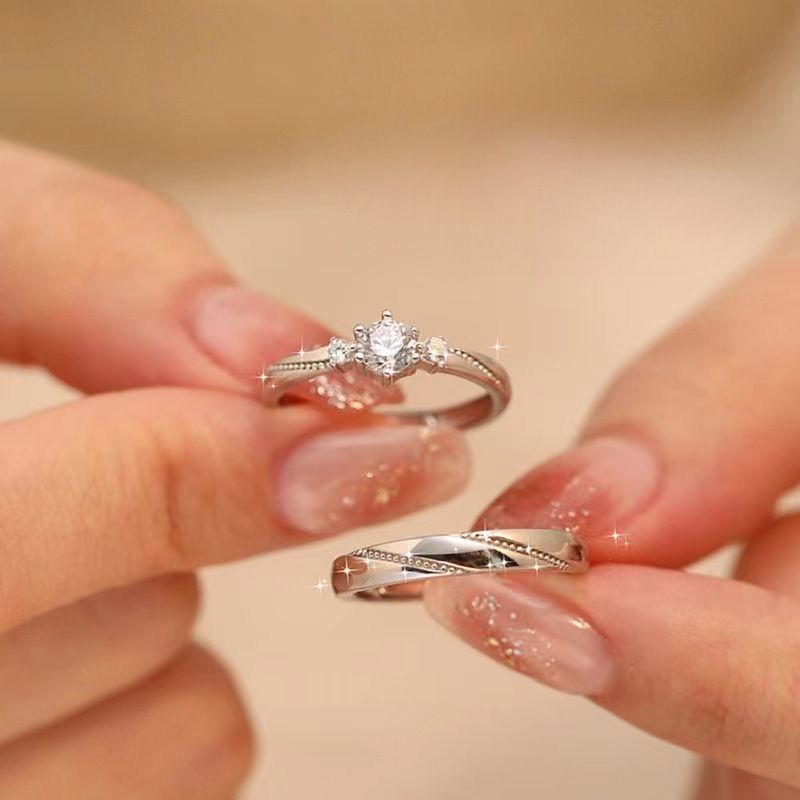 Love At First Sight Couple Wedding INS Niche Design High-end Adjustable Open Rings Trendy Jewelry_voghion.com