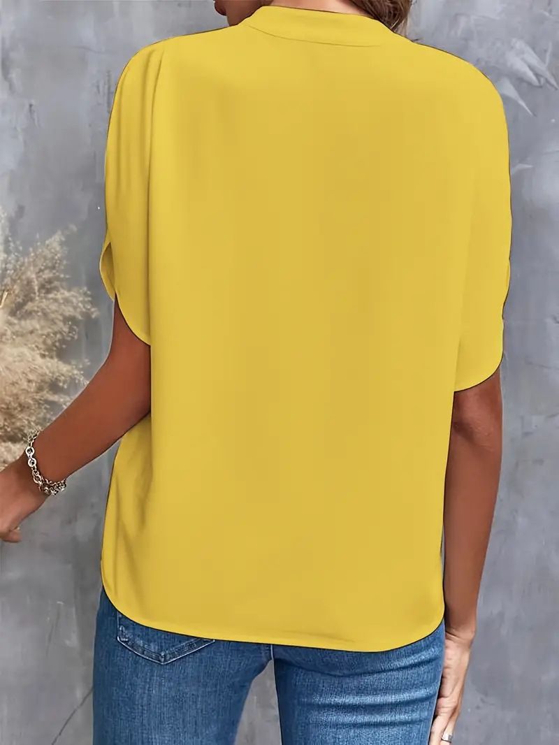 Camicetta da donna Camicetta a maniche corte Stile semplice Tinta unita_voghion.com
