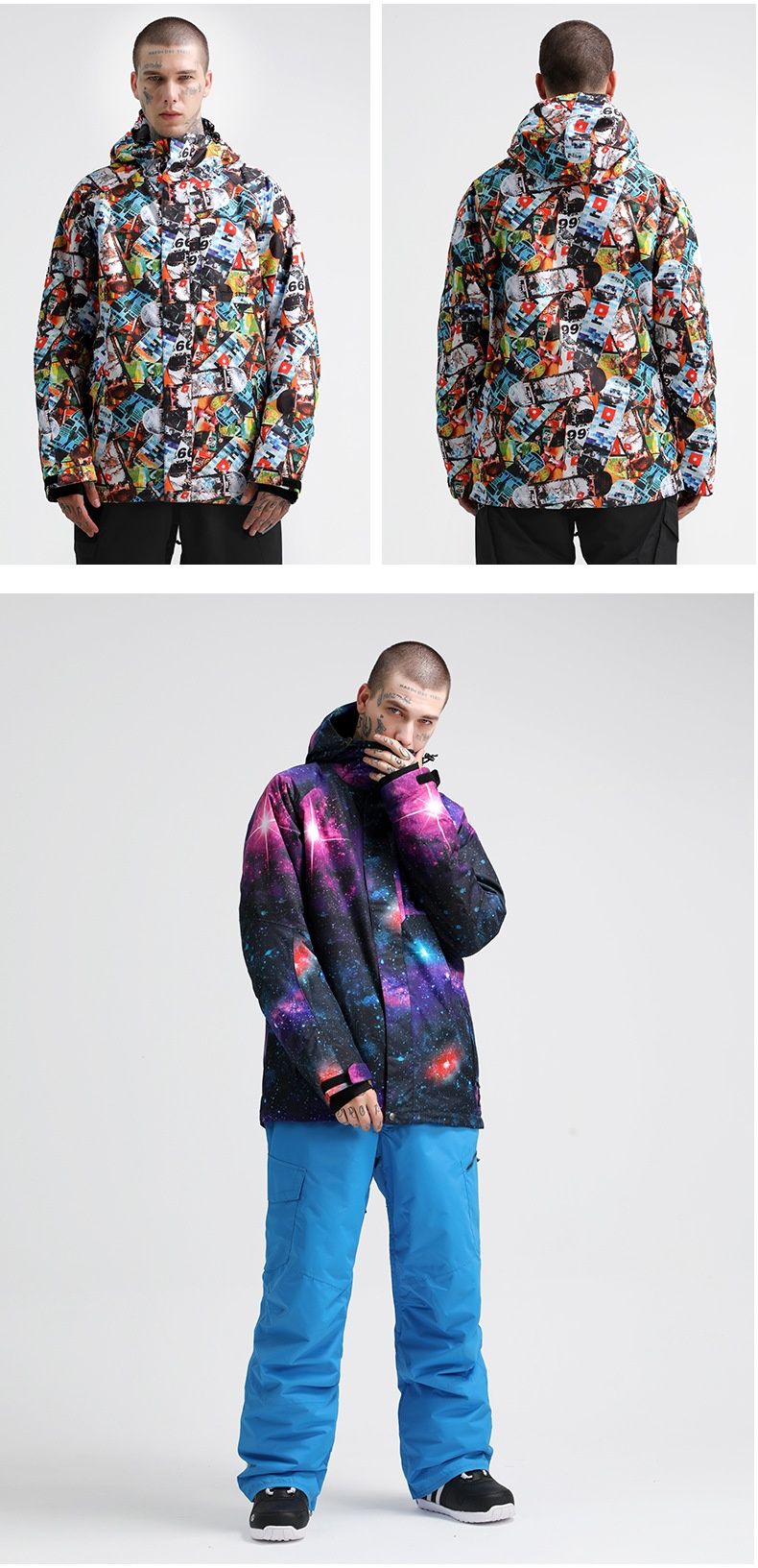 001 001 Gsousnow Men's Korean Thickened Warm Snow Suit Windproof Waterproof Double Single Board Ski Jacket Men_voghion.com