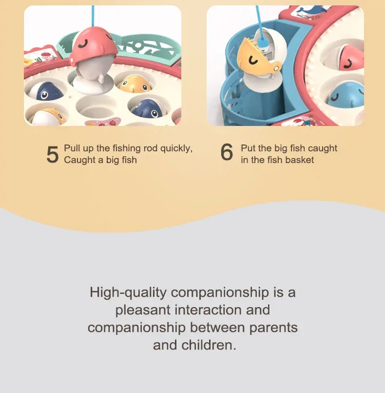 Children Electric Fishing Toys With Music Rotating Fish Interactive Board Game Fine Motor Skill Parent-child Toys For Ki_voghion.com