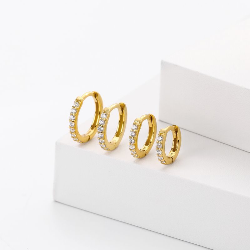 Damenschmuck, Sterlingsilber, mit Zirkonia besetzte Creolen – klassisches geometrisches Design, hypoallergen, Größen 5–9 mm, klassischer Ohrknochenverschluss_voghion.com