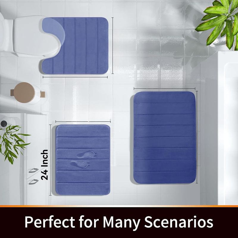 Tappetino da bagno morbido e assorbente - Tappeto da doccia antiscivolo per il pavimento del bagno (cuscino in memory foam grigio/bianco, 24"X16"), lavabile in lavatrice e ad asciugatura rapida._voghion.com