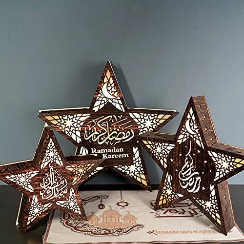 Lampada da parete pentagramma Eid Ramadan Decorazione in legno Eid Parete appesa Luce notturna a LED Mubarak Pendente Forniture per decorazioni per feste musulmane_voghion.com