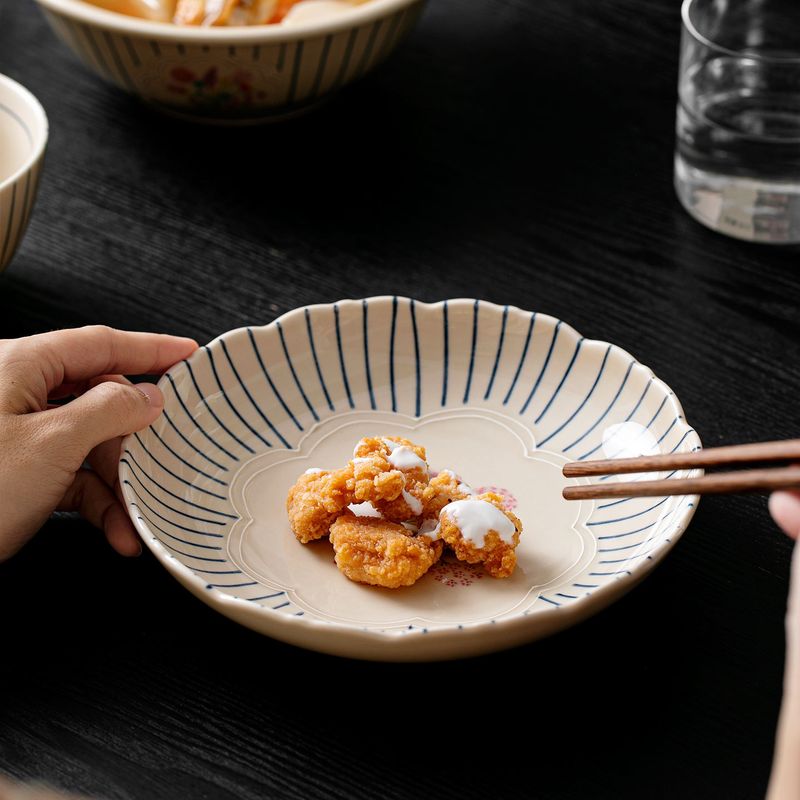 Petal Ceramic Tableware Home Dinner Plate Set Dinner Bowl_voghion.com