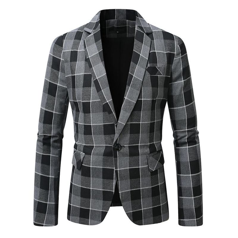 Giacca blazer monopetto a quadri versatile casual da uomo, nuova moda primavera 2025 CT_voghion.com