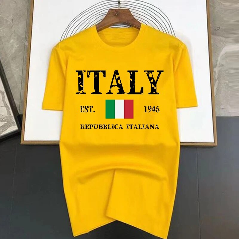 Letter Italy Men Hip Hop T-shis 2023 New Summer Funny Multicolor Imprimat Bumbac Respirabil Tricouri Topuri Bărbați Moda_voghion.com