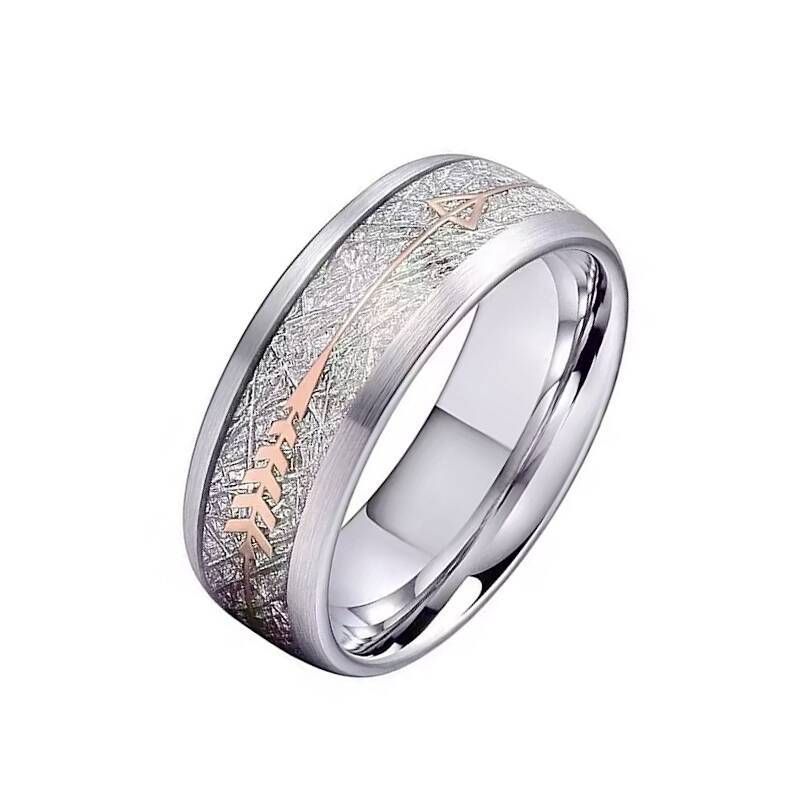 Anello di coppia hip hop con personalità, alla moda, in acciaio al titanio e con trama in seta_voghion.com
