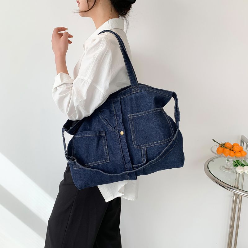 Borsa a tracolla casual in tela di grande capacità, stile college, alla moda, versatile, da donna_voghion.com