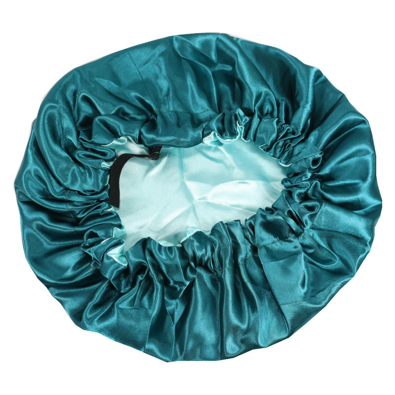 Berretto da notte in seta da donna, berretto nero in raso riccio, fibbia giapponese, regolabile, traspirante, caldo, rotondo_voghion.com