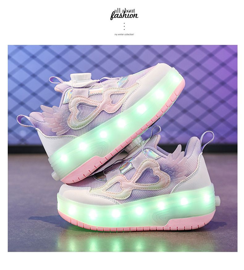 Bērnu apģērbs Meiteņu spīdoši skriešanas apavi, augstas kvalitātes skrituļslidas, populāri bērnu sporta apavi ar sietu, skolēnu divriteņu slidas_voghion.com