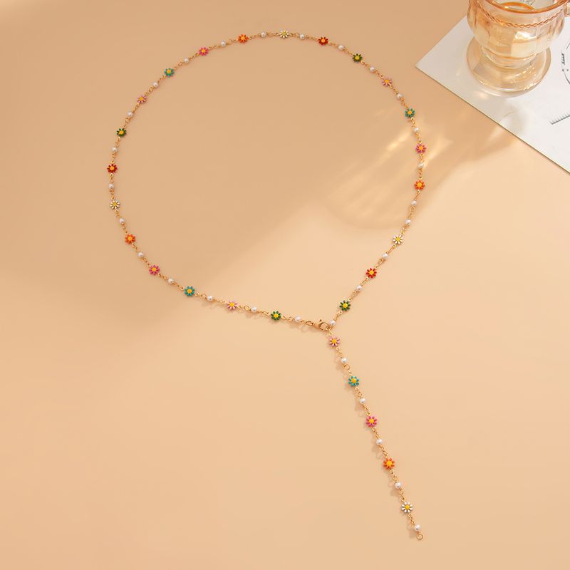 Collier pour femme, petit collier en forme de Y, couleur fraîche, chaîne de clavicule en cuivre tridimensionnelle_voghion.com
