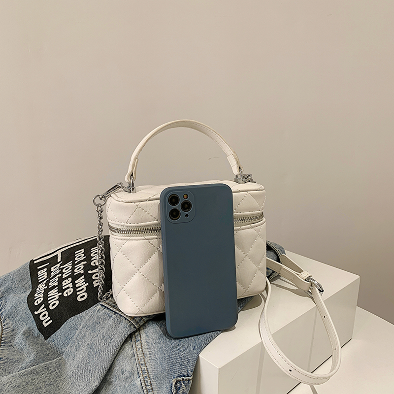 Borsa da pranzo a catena Lingge da donna 2023 nuova struttura di temperamento straniero doppia cerniera versione coreana marea incrociata piccola scatola quadrata_voghion.com