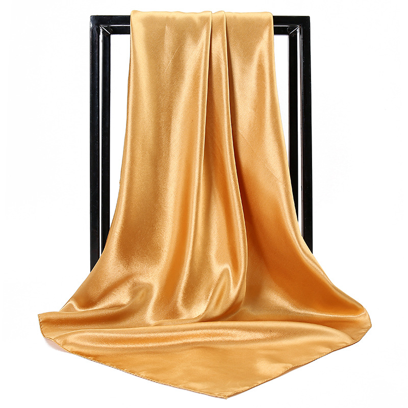 Fashion temperament new satin women's pure color scarf imitation silk monochrome professional flight attendant square scarf_voghion.com