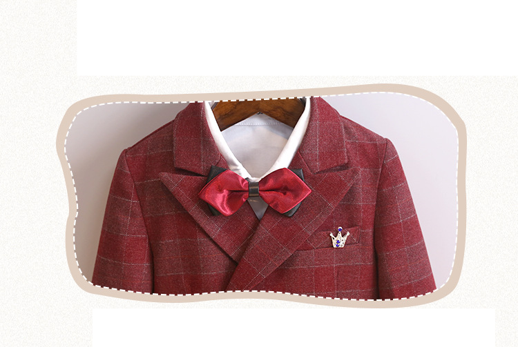 Baby's clothing Boy's suit plaid suit Little child flower child dress event host costume_voghion.com