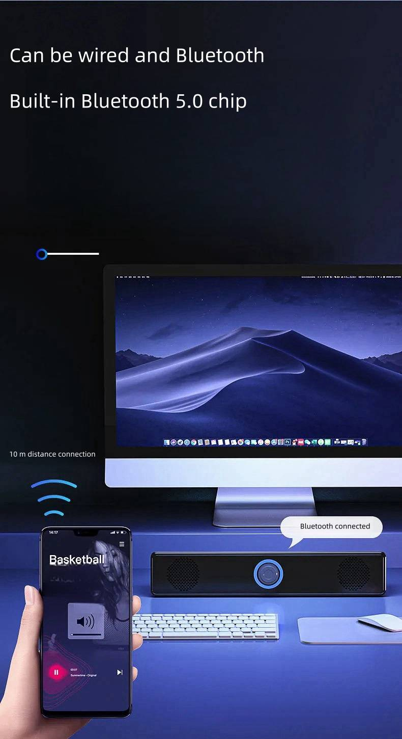 Počítačový audio stolní domácí malý reproduktor duální reproduktory velký objem notebook stolní počítač dlouhý pás Bluetooth těžký subwoofer_voghion.com