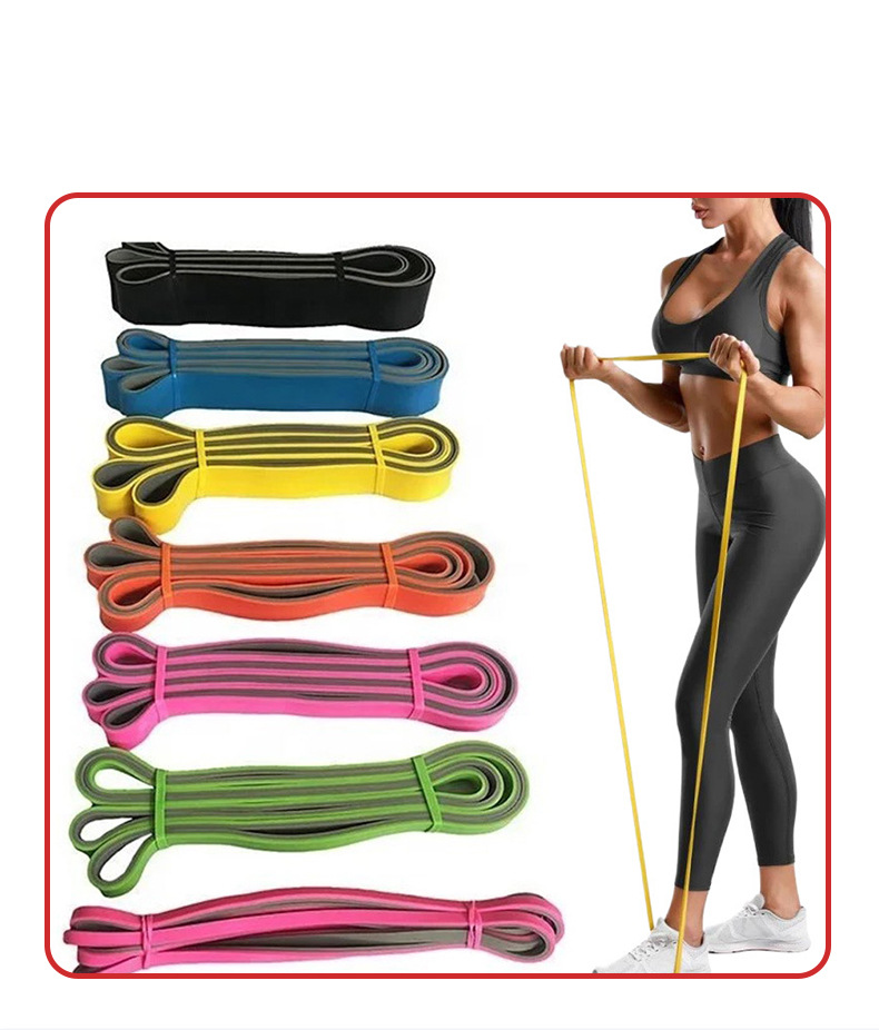Two-tone Elastic Band 20-30 Lb Resistance Band Strength Training Pull-up Elastic Band Yoga Tension Band_voghion.com