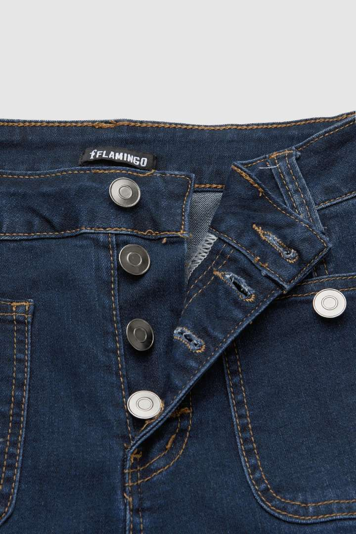 Damkläder Elastiska Slim Fit Splicing Utsvängda jeansbyxor Hög midja Fashionabla Slim Hot Girl Byxor_voghion.com