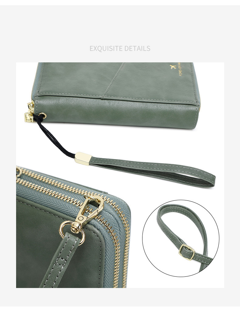 Coin Purses & Holders RFID Multifunctional Travel Double Zipper Passport Bag Ticket Storage Document Bag Crossbody Long Wallet_voghion.com