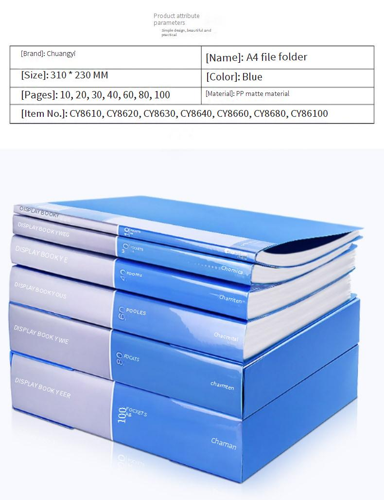 Material de oficina para educación, libro de datos, plástico transparente PP, papel de prueba, libro de almacenamiento, carpeta para partituras, venta al por mayor, carpeta de inserción A4, carpeta de archivos_voghion.com