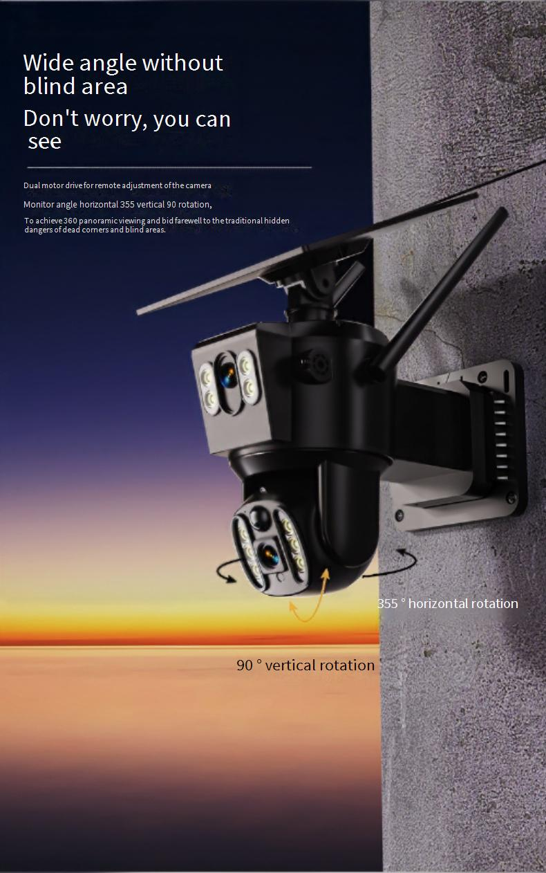 Solar-Powered Night Vision Security Camera - 1080P HD With 2m Extension Cable (Wireless IP65 Weatherproof Motion Detection SD Card Storage)_voghion.com