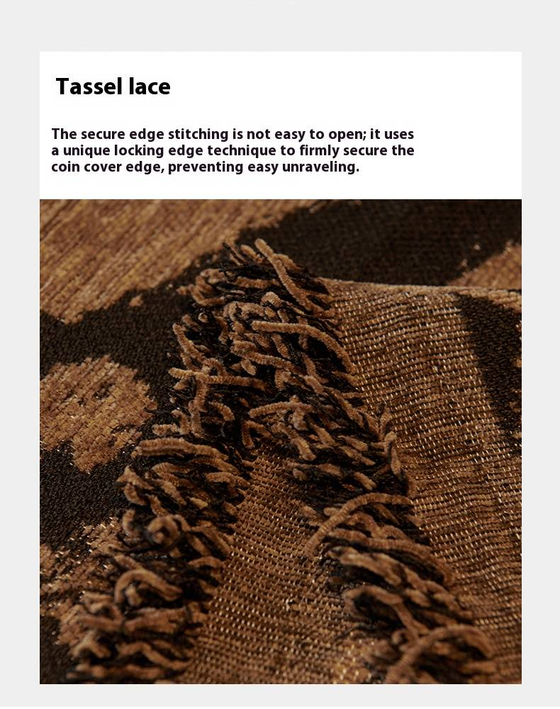 Vintage Chenille Leopard Print Sofa Cover Throw Blanket - Soft Thick Textured Fabric For 3-Seater Couch - French Style Thickened Sofa Blanket_voghion.com