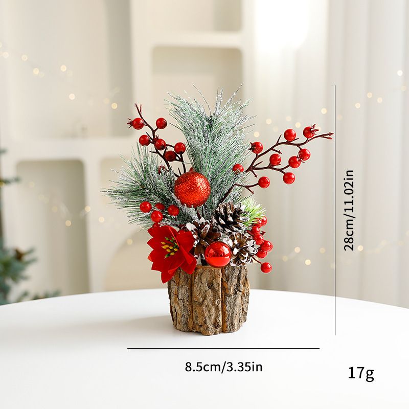 Mini-Weihnachtsbaum für den Schreibtisch mit Holzeimersockel, festliche Weihnachtsdekoration für Partys im Homeoffice (30 cm PE-Rinde, mehrere Stile)_voghion.com