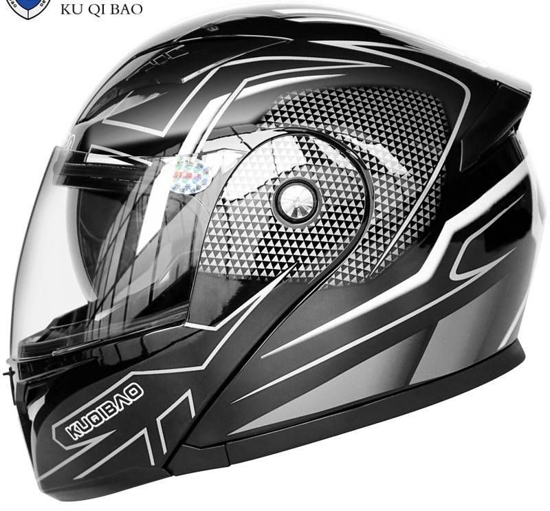 KQIBOO Dual Visor Motorcycle Helmet Flip-Up Full Face Helmet With 3C Certification For Safe Riding - Matte Black_voghion.com