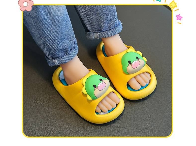 Kids' Cartoon Slippers – Non-Slip Indoor/Outdoor Sandals For Boys & Girls (Yellow/Sky Blue/White, EU 24-39)_voghion.com
