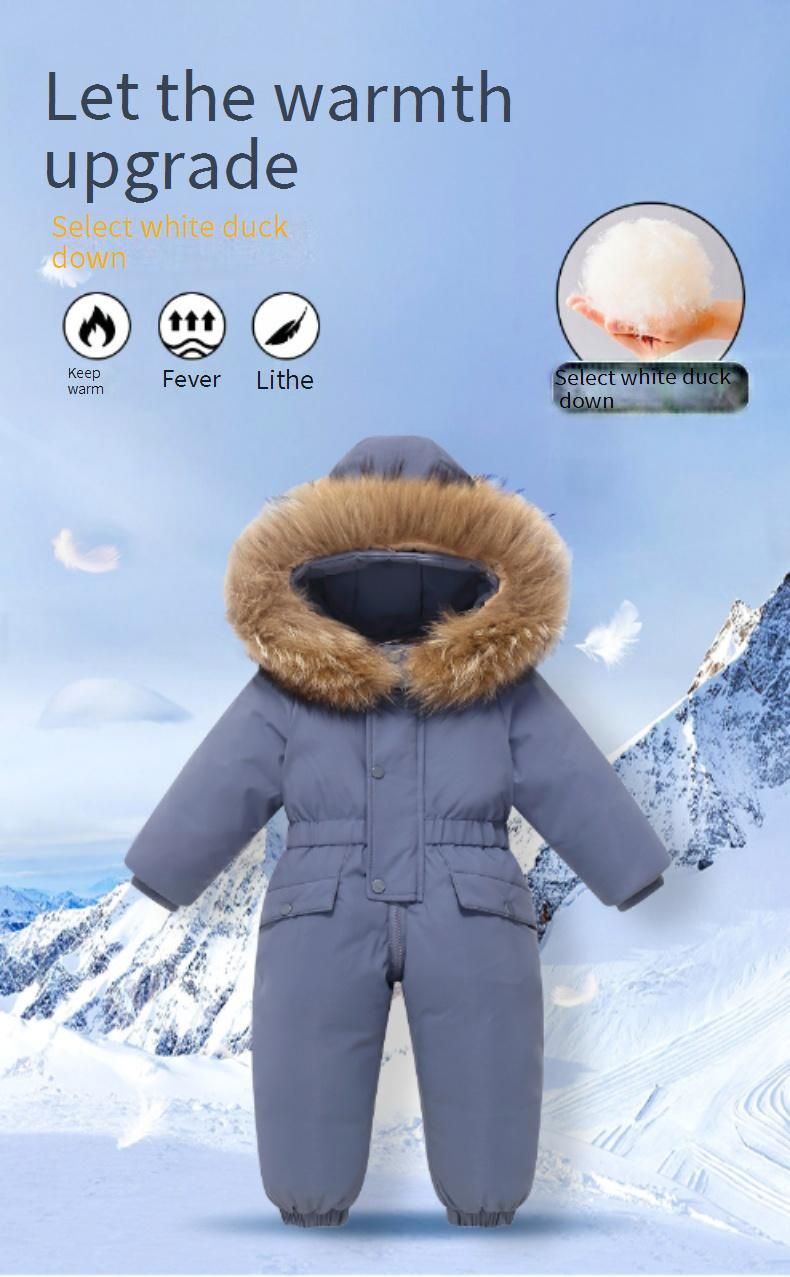 Premium Snowsuit For Toddlers - 85% White Duck Down One-Piece Winter Suit With Detachable Crotch (90-120cm)_voghion.com