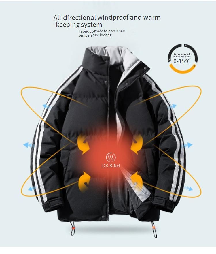 Plus-Size Winter Coat For Men – Thickened Polyester Puffer Jacket, Oversized Fit (M-6XL, Black/White/Brown/Blue)_voghion.com