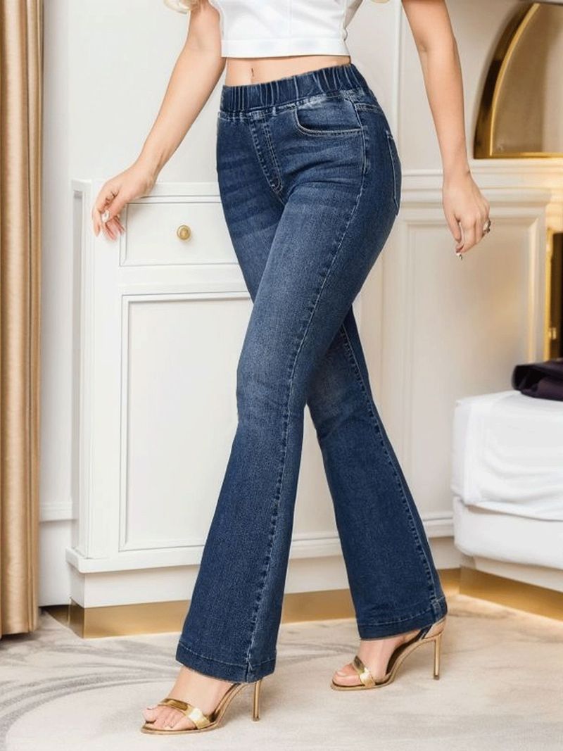 Abbigliamento da donna Jeans elasticizzati di alta qualità con vita elasticizzata e pantaloni attillati con micro pull e sollevamento dei glutei_voghion.com