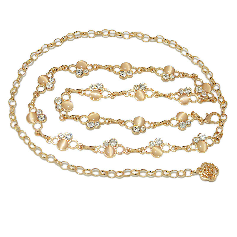 New Body Accessories Waist Chain, Solid Color Rhinestone Inlaid With Versatile Dance Clothing, Fashion Belt_voghion.com