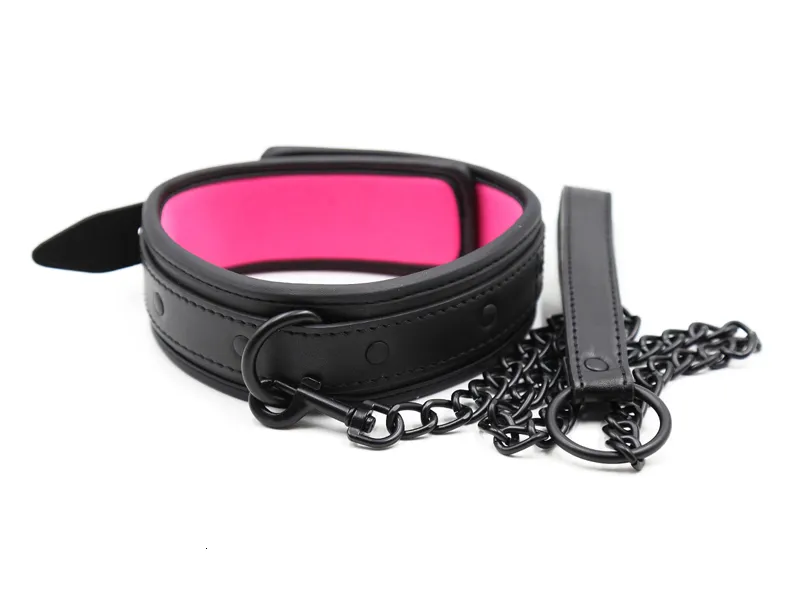 Bondage Bdsm apykaklė, odinė ir geležinė grandinės jungtis bdsm vergiški sekso žaislai poroms suaugusiems suvaržymai 230824_voghion.com
