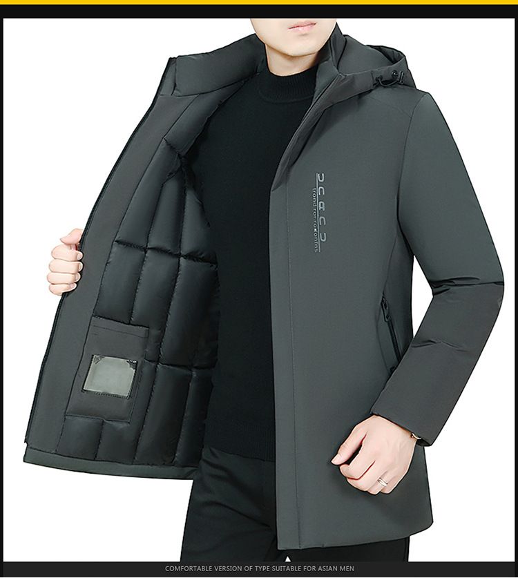 Men's Winter Hooded Jacket – Premium Polyester Fill, Detachable Hood, Slim Fit For Mature Gentlemen (XL-5XL, Black/Olive, Zippered Pockets)_voghion.com
