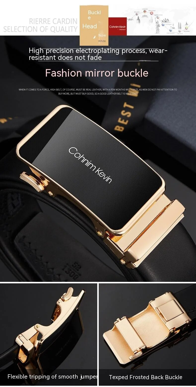 Cohnim Kevin's neuer Echtleder-Herren-Kuhgürtel mit automatischer Schnalle, Hosengürtel, Geschenk, lässig, vielseitig, Geschenk für Freund_voghion.com