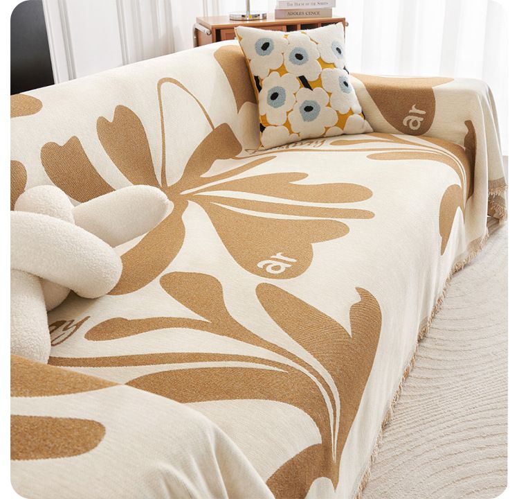 Bohemian Chenille Sofa Throw Blanket - Non-Slip Universal Cover For Couches (4-Season Use Stylish Design Soft & Cozy Machine Washable)_voghion.com